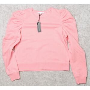 Rebecca Minkoff Janine Rose Pink Puff Sleeve Sweatshirt Womens Size L NWT